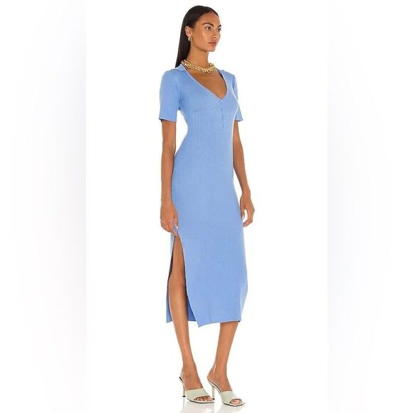 Bardot Multi Tone Knit Midi Blue Sweater Dress Size S - Picture 5 of 12